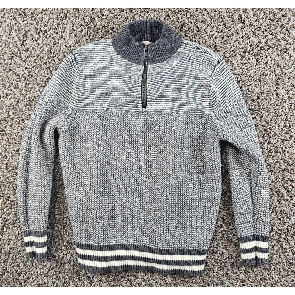 Cat & Jack Boys Sz S 1/4 Zip Pullover Knit Sweater Gray